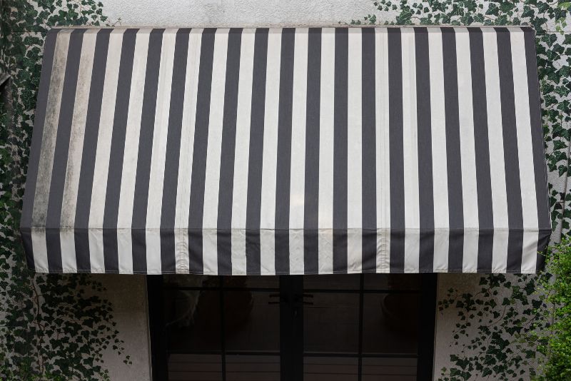 black and white coloured awning