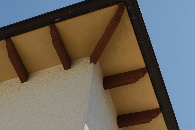 eaves with red beams