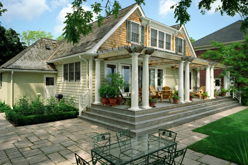 patio terrace with outdoor furniture and potted plants