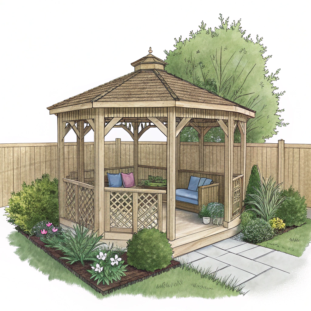 Octagonal gazebo design concept