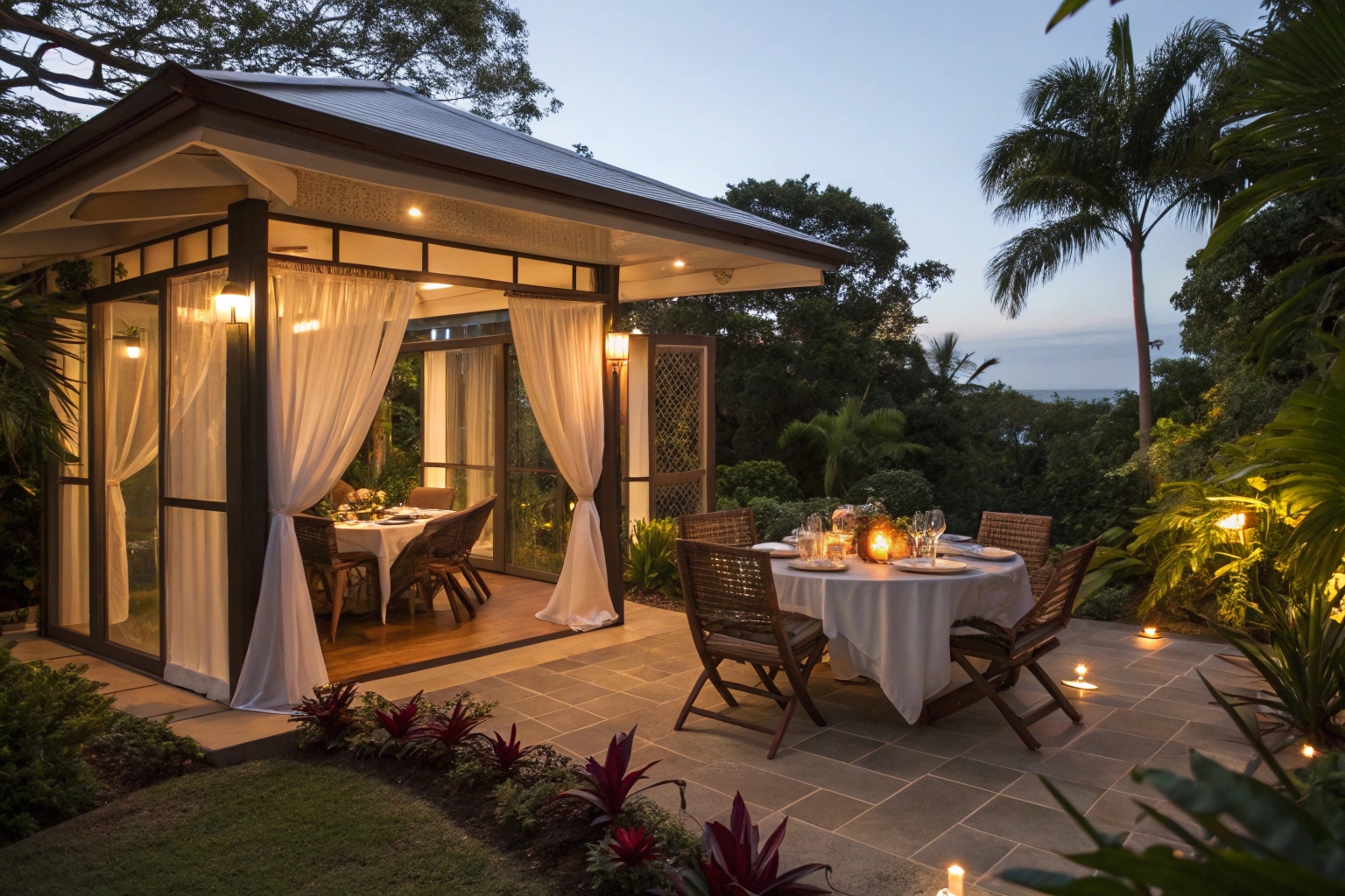 Evening entertaining on screened patio Ipswich